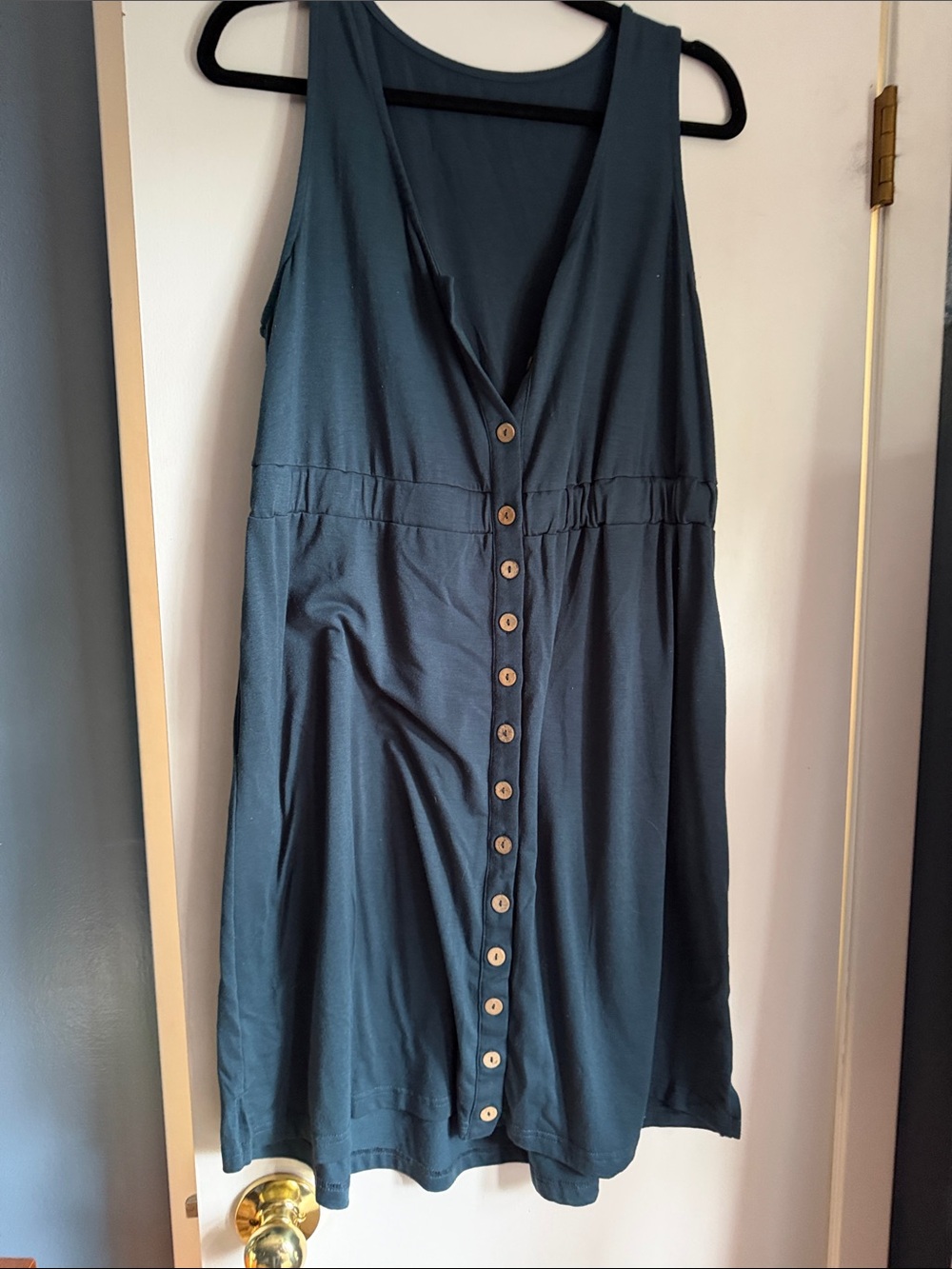Sleeveless Button-Front Women’s Dress in Dark Teal